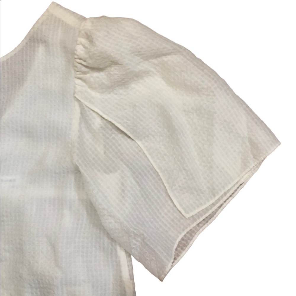 Club Monaco solid white short sleeve blouse with open back, XS - Picture 4 of 8